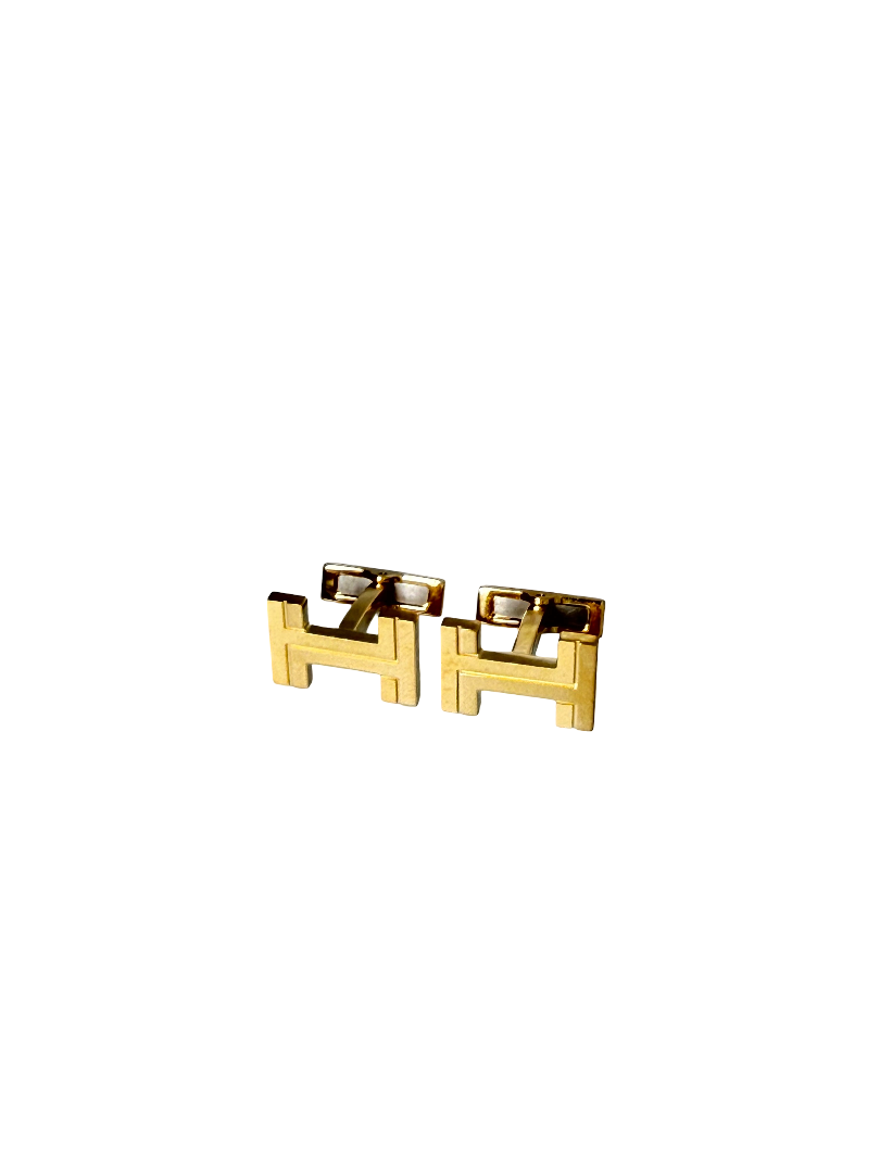Hermes H Au Carre Gold Plated Cufflinks