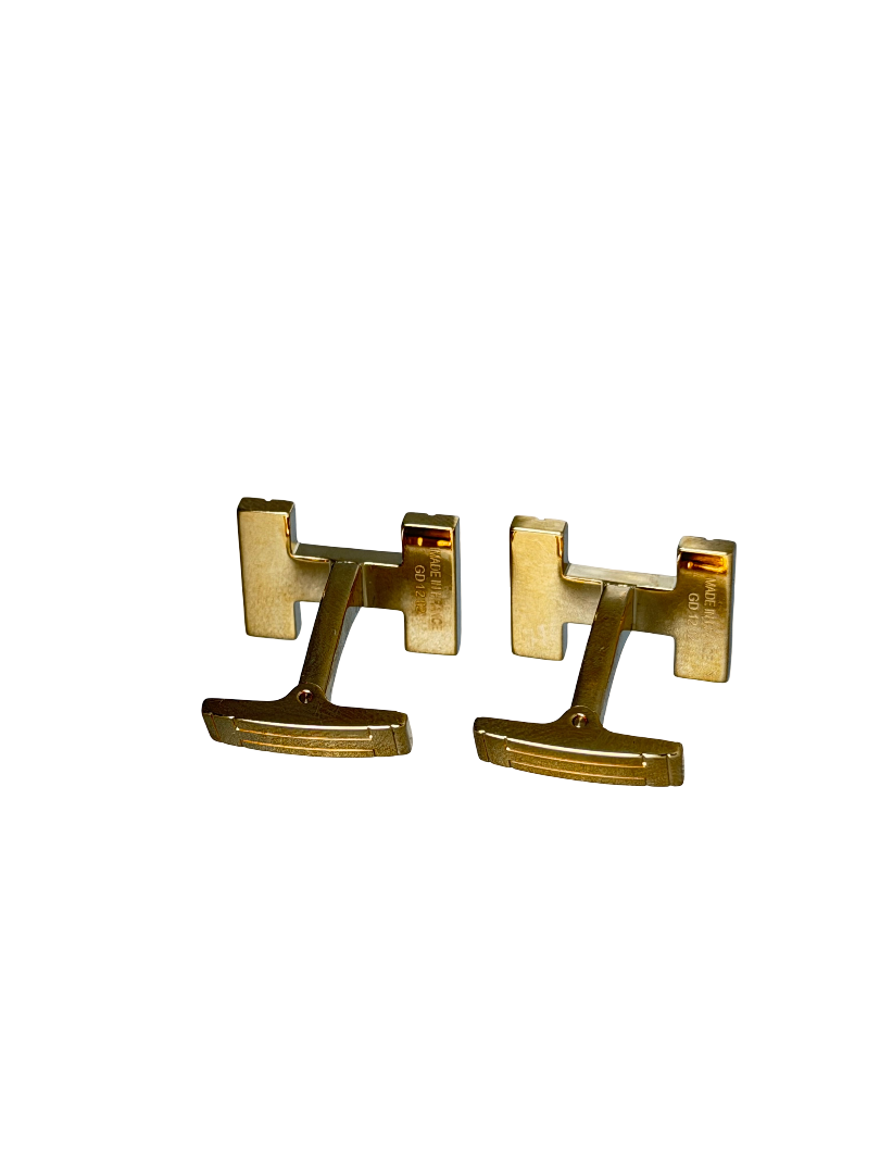 Hermes H Au Carre Gold Plated Cufflinks