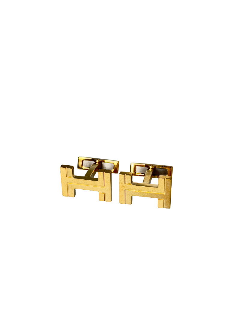 Hermes H Au Carre Gold Plated Cufflinks