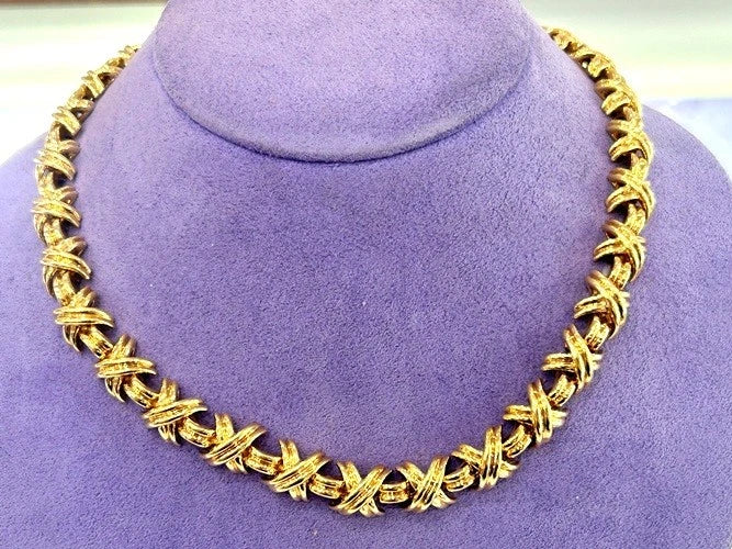 Tiffany & Company 18K Yellow Gold Signature X Necklace 93.96 Grams