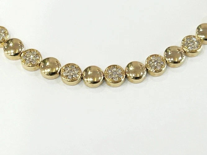 14K Yellow Gold Circle Diamond Bracelet 0.58 Carats