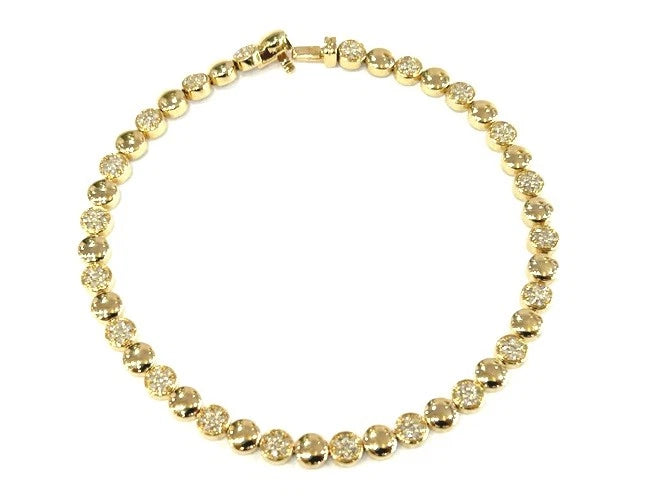 14K Yellow Gold Circle Diamond Bracelet 0.58 Carats