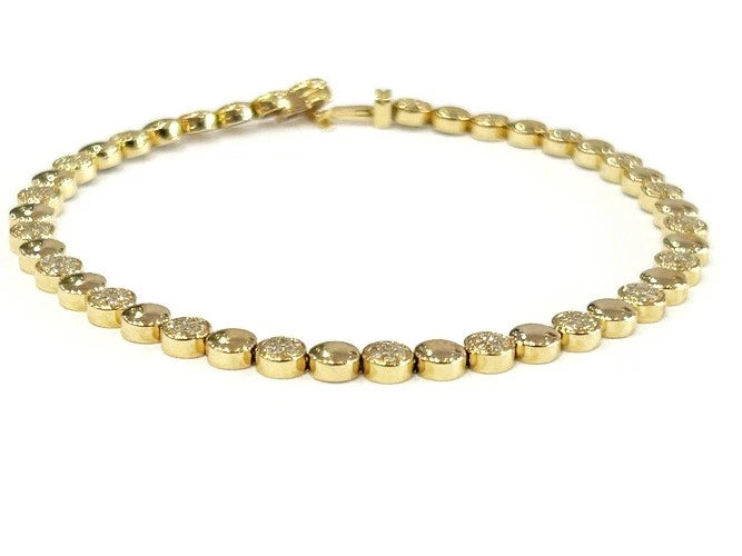 14K Yellow Gold Circle Diamond Bracelet 0.58 Carats