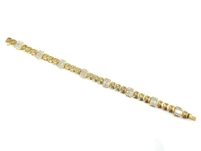 18K Yellow Gold Diamond Station Bracelet 3.86 Carats