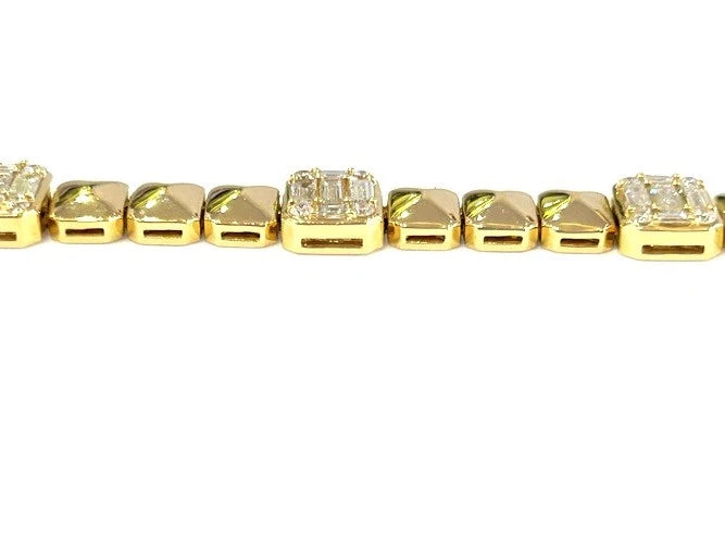 18K Yellow Gold Diamond Station Bracelet 3.86 Carats