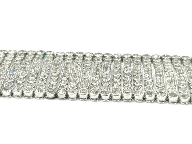 1920's Art-Deco Platinum Bezel-Set Diamond Bracelet Apx.18.00 Carat Total Weight