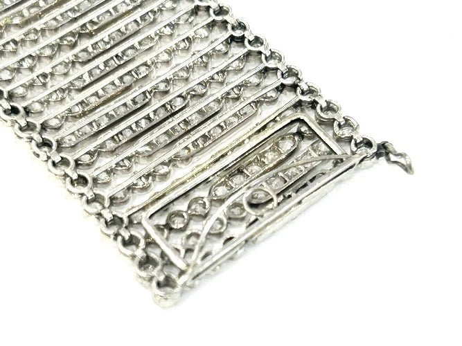 1920's Art-Deco Platinum Bezel-Set Diamond Bracelet Apx.18.00 Carat Total Weight