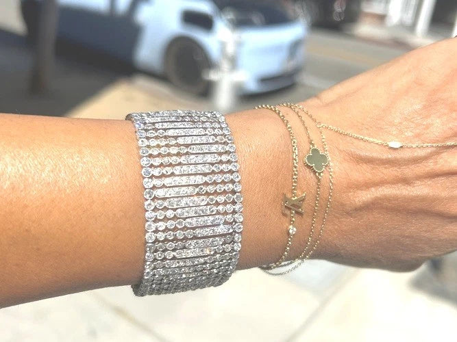 1920's Art-Deco Platinum Bezel-Set Diamond Bracelet Apx.18.00 Carat Total Weight