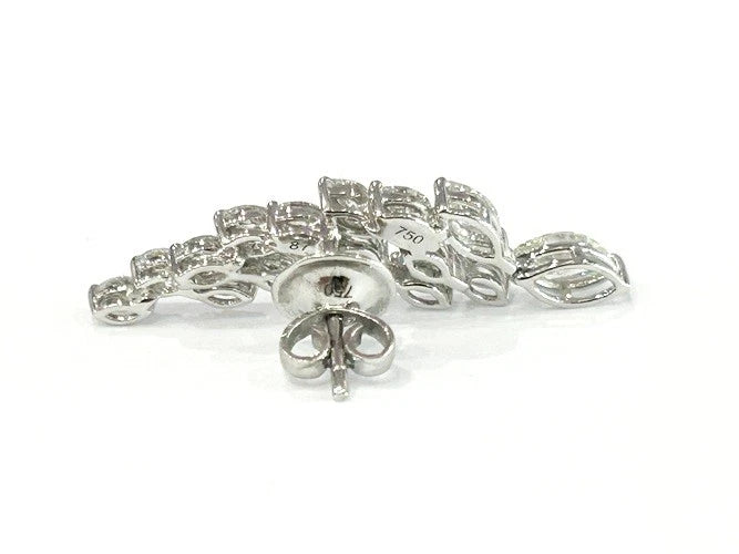 18K White Gold Climbing Waterfall Diamond Earrings 2.79 Carats