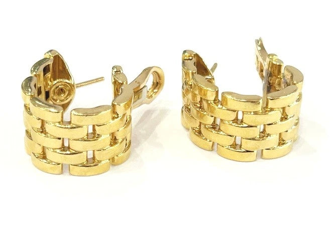 Cartier 18K Yellow Gold Maillon Panthere 5 Row Earrings 27.15 Grams