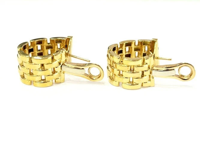 Cartier 18K Yellow Gold Maillon Panthere 5 Row Earrings 27.15 Grams