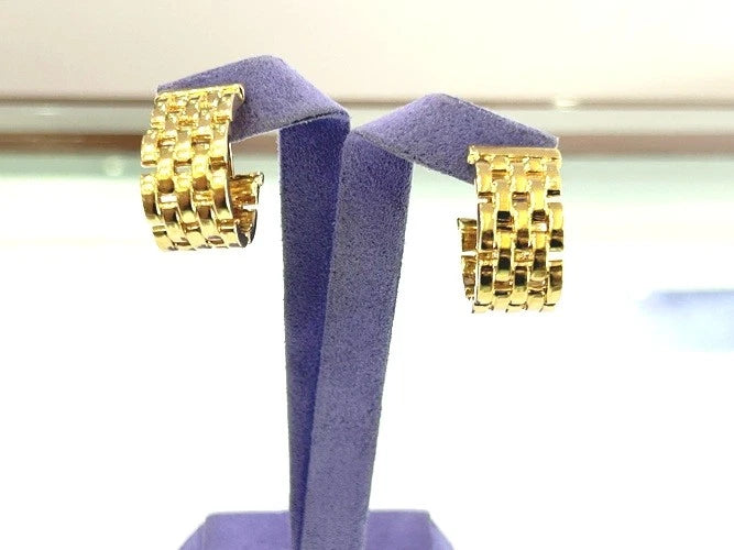 Cartier 18K Yellow Gold Maillon Panthere 5 Row Earrings 27.15 Grams