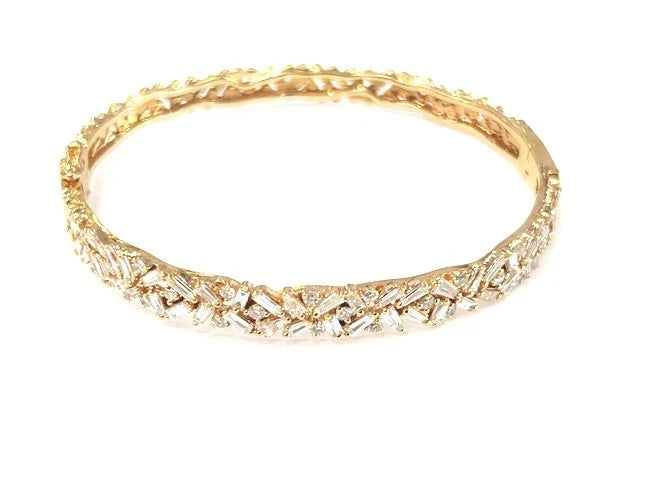 18K Rose Gold Scattered Diamond Bangle Bracelet 2.25 Carats