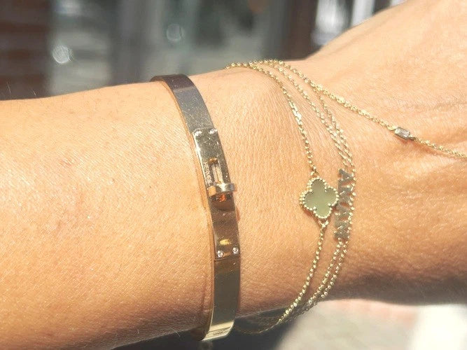 Hermes' 18K Rose Gold Kelley Bracelet w/ Diamonds 0.02 Carats Small Model