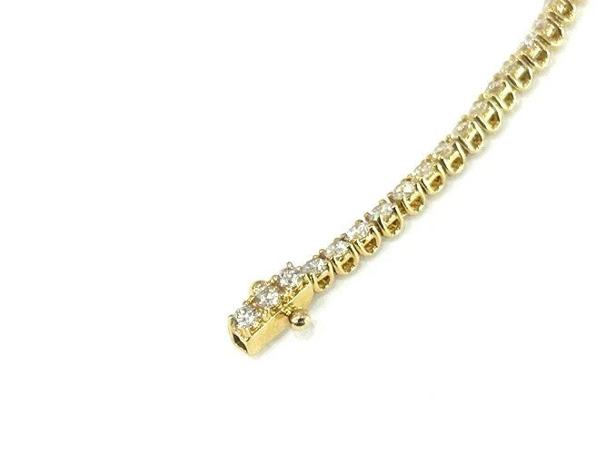 18K Yellow Gold Thin Diamond Tennis Bracelet 2.07 Carats