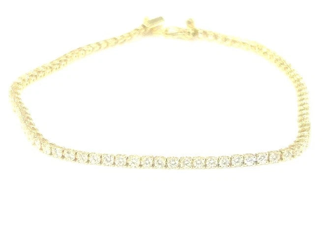 18K Yellow Gold Thin Diamond Tennis Bracelet 2.07 Carats