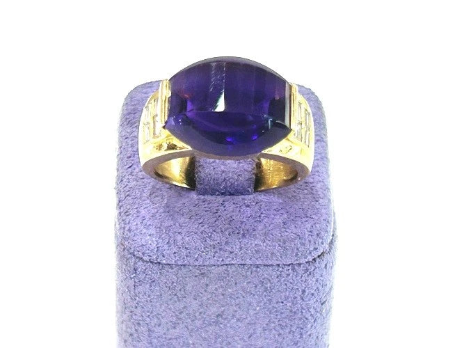 H. Stern 18K Yellow Gold Amethyst & Diamond Cocktail Ring