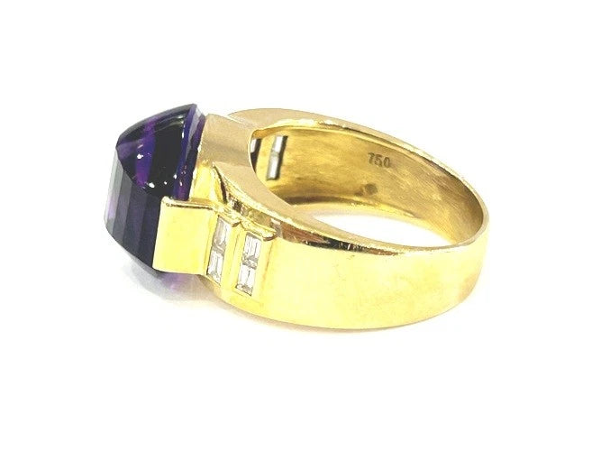 H. Stern 18K Yellow Gold Amethyst & Diamond Cocktail Ring