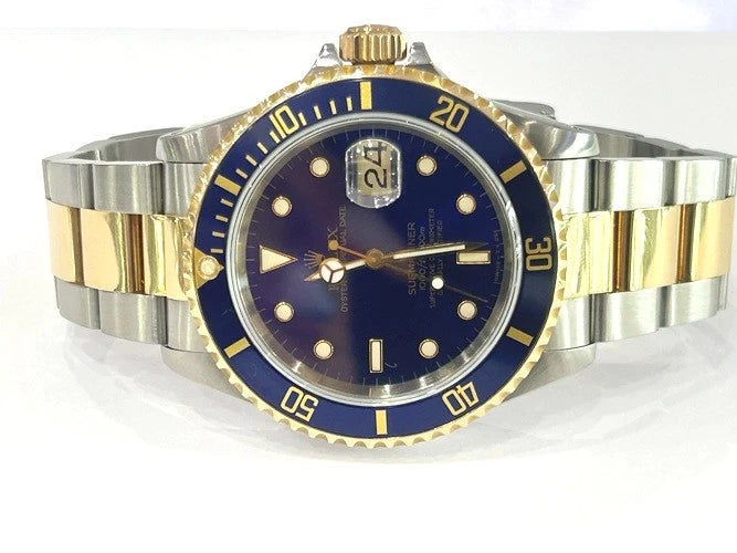 Rolex Submariner 18K Yellow Gold / Stainless Steel Tutone Blue Dial 40MM #16613