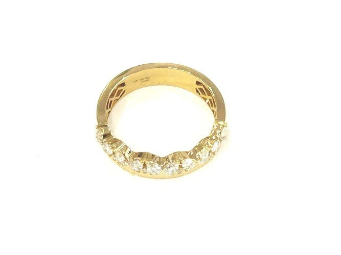 18K Yellow Gold Pear & Round Diamond Gold Wide Band Ring 0.54 Carat Total Weight
