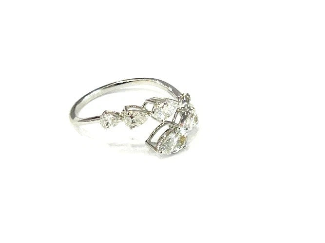 18K White Gold Pear Diamond Wrap Ring 0.96 Carats