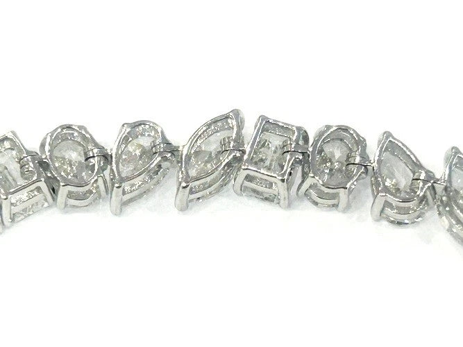 18K White Gold Multi-Shaped Diamond Tennis Bracelet 20.74 Carats