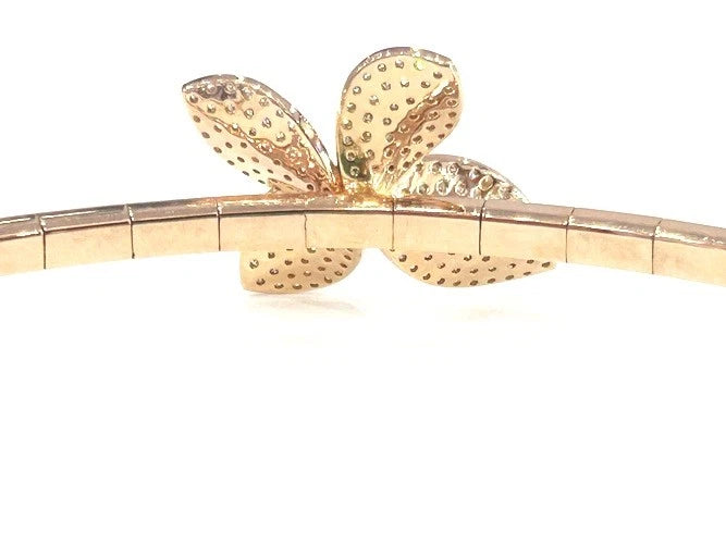 18K Rose Gold Petite Garden Diamond Flower Choker Necklace 2.87 Carats