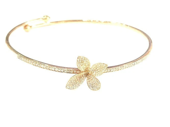 18K Rose Gold Petite Garden Diamond Flower Choker Necklace 2.87 Carats