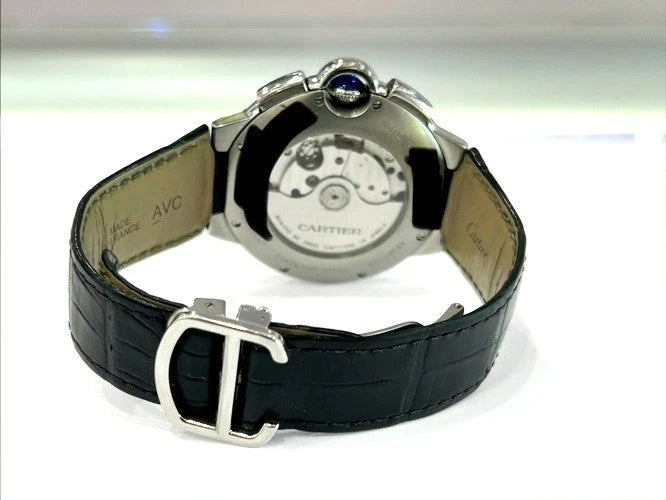 Cartier Stainless Steel Bleu Chronograph Roman Numeral Dial #3567 Watch