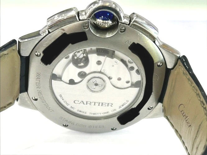 Cartier Stainless Steel Bleu Chronograph Roman Numeral Dial #3567 Watch