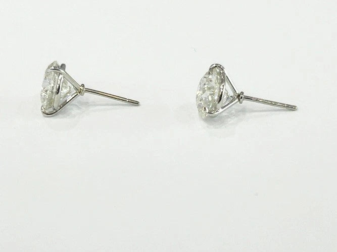 18K White Gold Round Brilliant Cut Diamond Stud Earrings 6.09CTW w/GIA