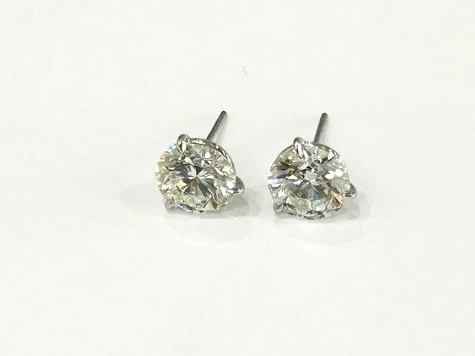 18K White Gold Round Brilliant Cut Diamond Stud Earrings 6.09CTW w/GIA