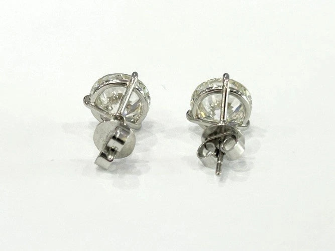 18K White Gold Round Brilliant Cut Diamond Stud Earrings 6.09CTW w/GIA