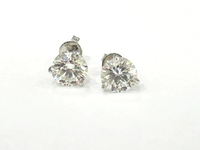 18K White Gold Round Brilliant Cut Diamond Stud Earrings 6.09CTW w/GIA