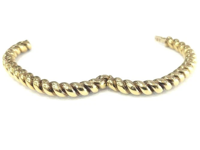 14K Yellow Gold Vintage Thick Rope Bangle Bracelet 33.14 Grams