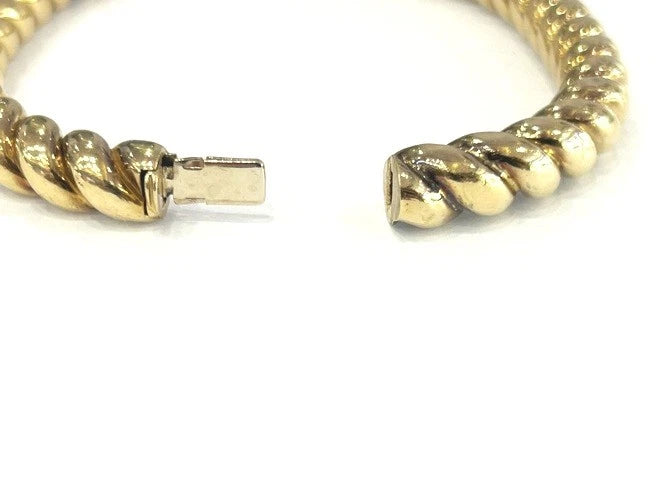 14K Yellow Gold Vintage Thick Rope Bangle Bracelet 33.14 Grams