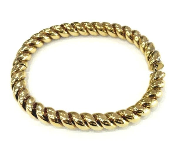 14K Yellow Gold Vintage Thick Rope Bangle Bracelet 33.14 Grams