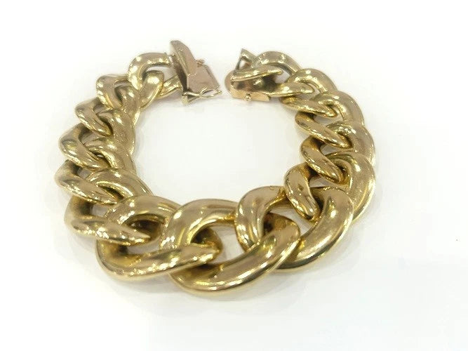 14K Yellow Gold Wide Cuban Link Bracelet 45.55 Grams