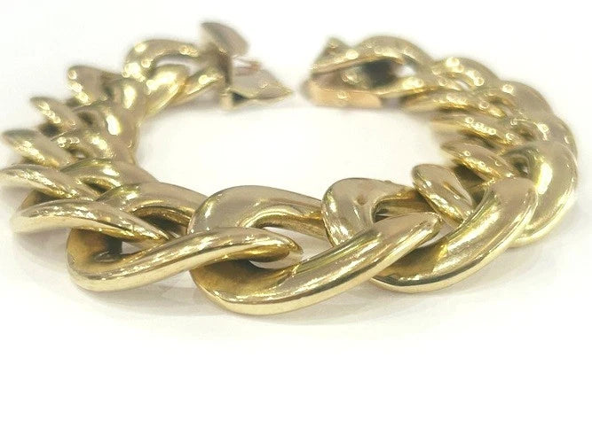 14K Yellow Gold Wide Cuban Link Bracelet 45.55 Grams