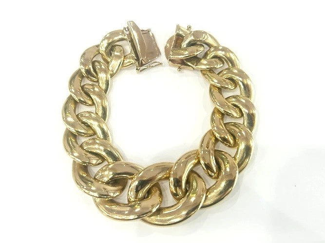14K Yellow Gold Wide Cuban Link Bracelet 45.55 Grams