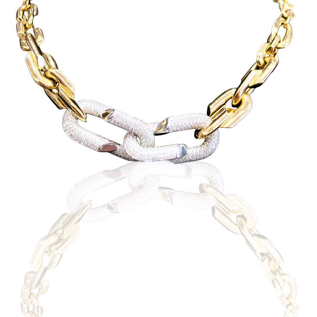18KYG Diamond Link Chain Necklace 11.08CTS.