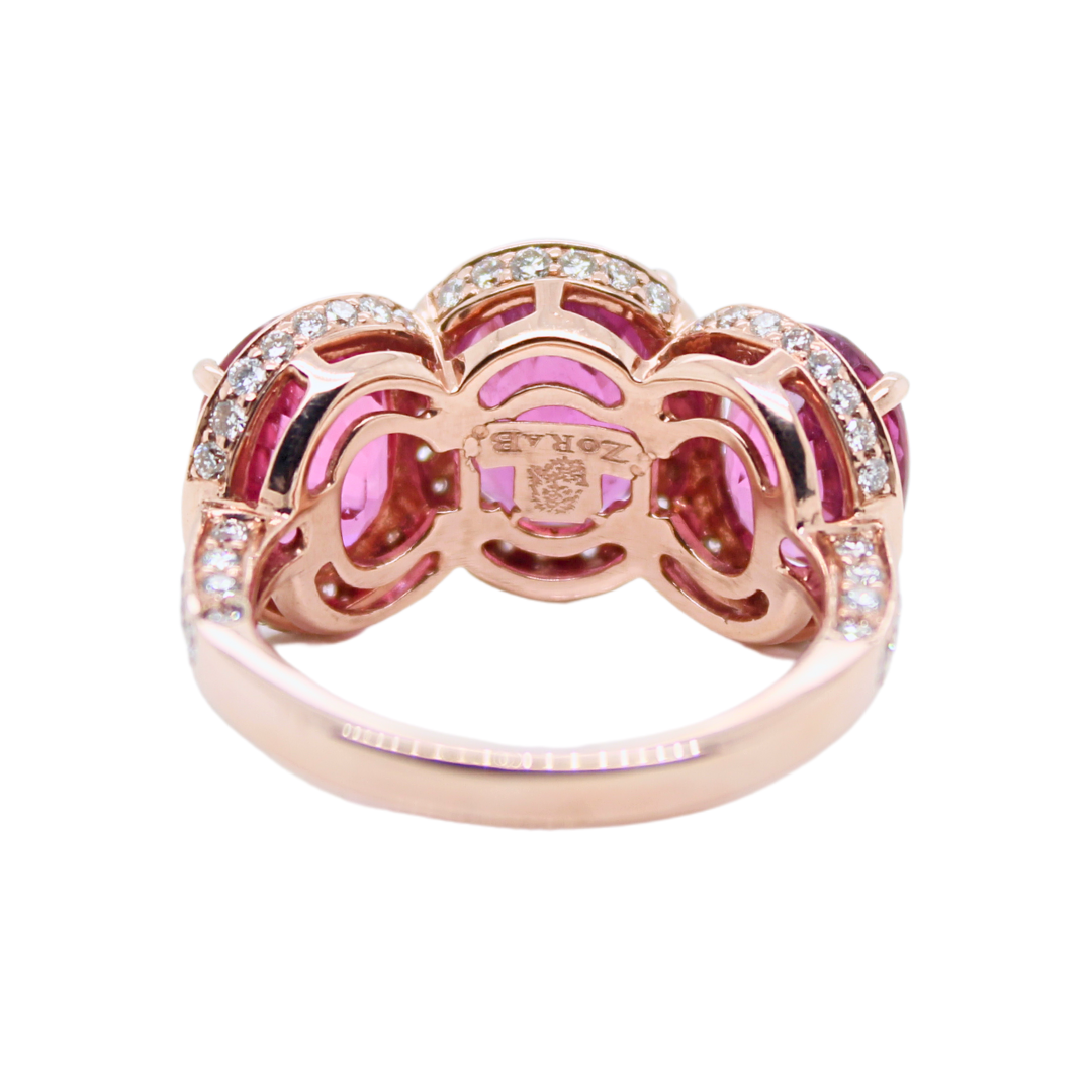 Pink Sapphire Diamond Three Stone Ring