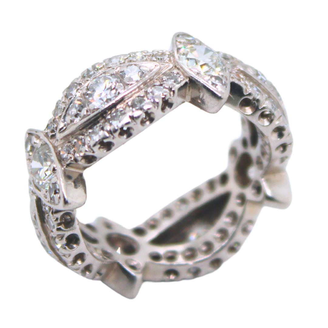 PLATINUM VINTAGE DIAMOND ETERNITY BAND RING 3.0CTS