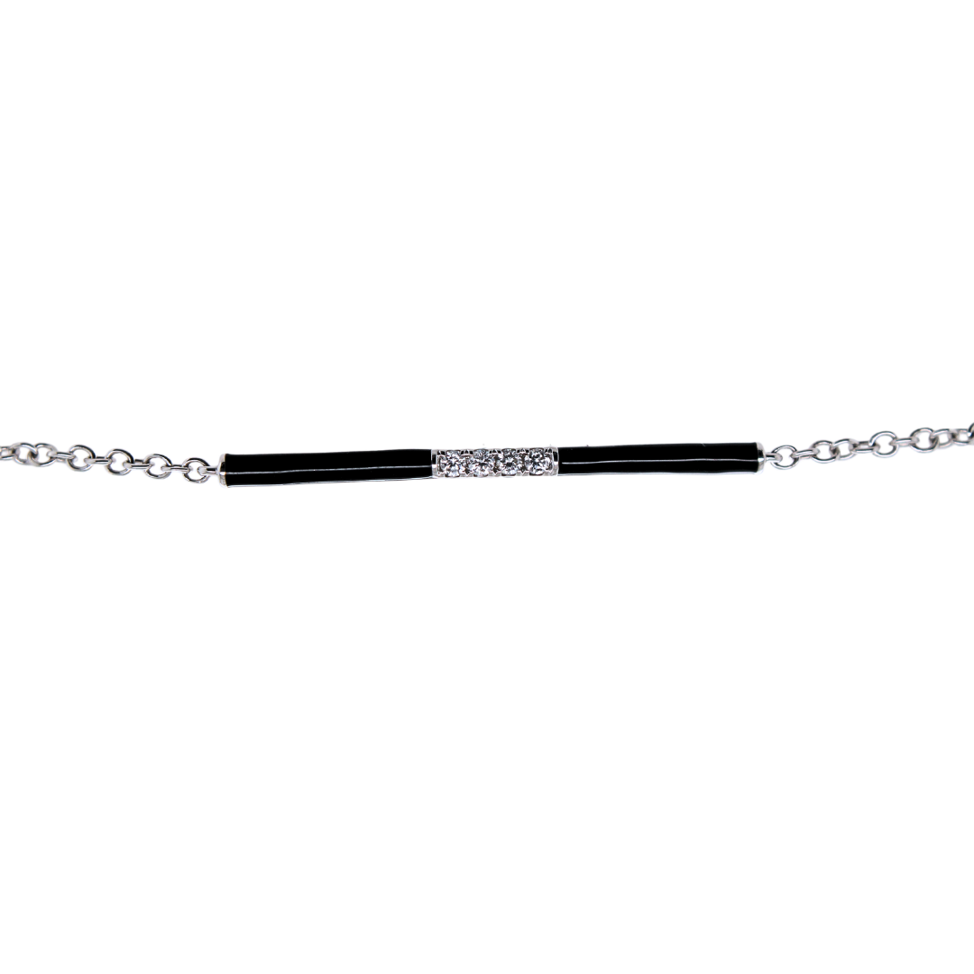 18k White Gold, Yellow Gold Enamel Diamond Bracelet