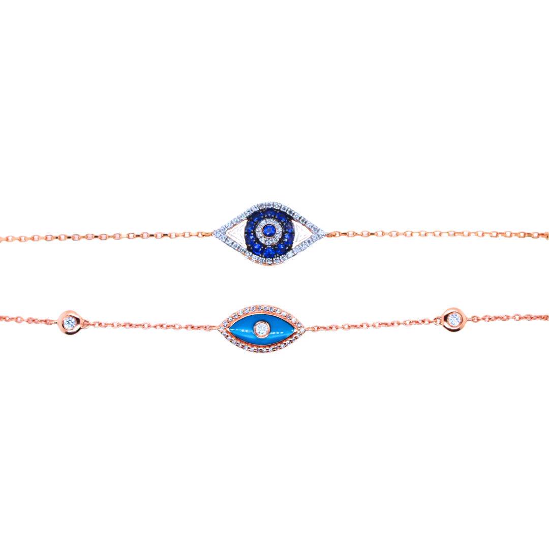 14k Rose Gold Evil Eye Diamond Bracelet