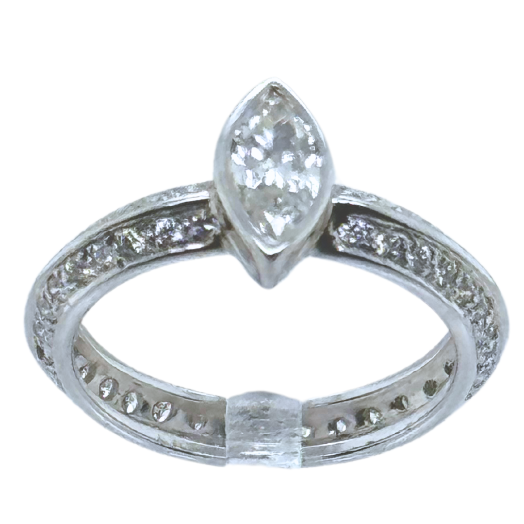 18k White Gold Marquise and Diamond Ring 1.07CTW