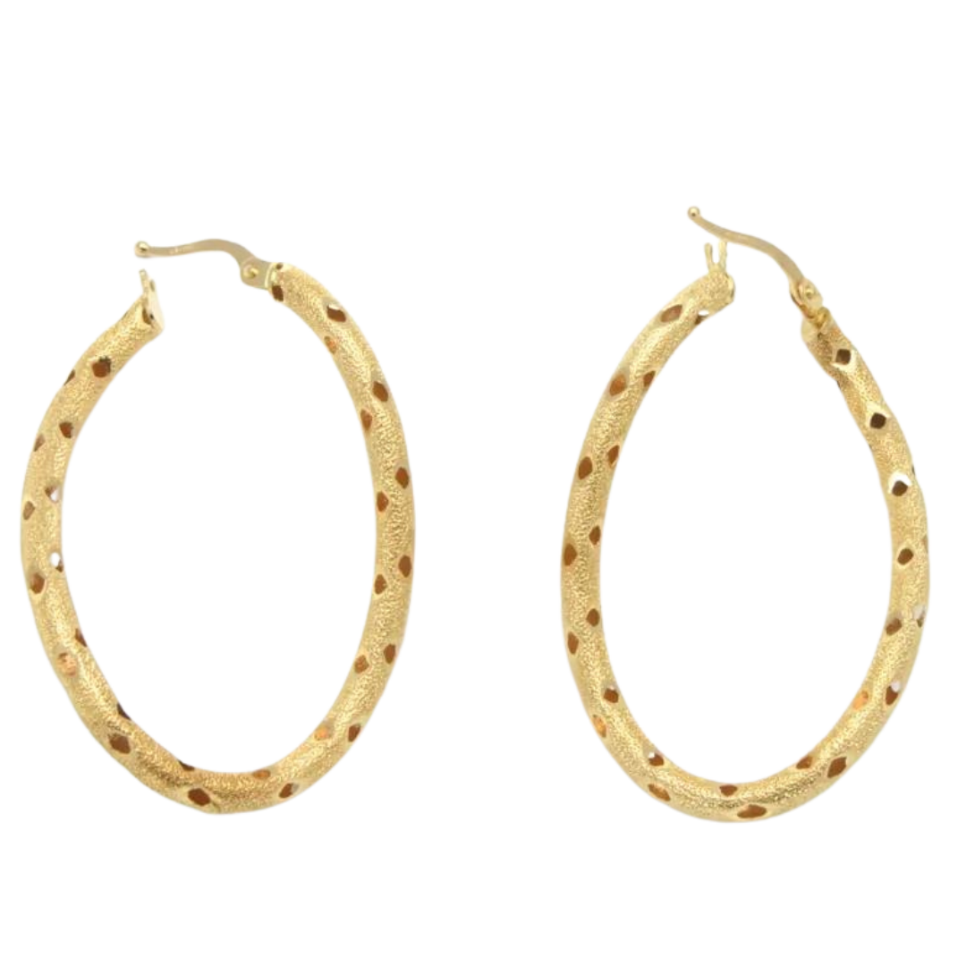 Hand Made Hollow HOOP 14K Yellow GOLD EARRINGS 3.2 grams Made in Italy