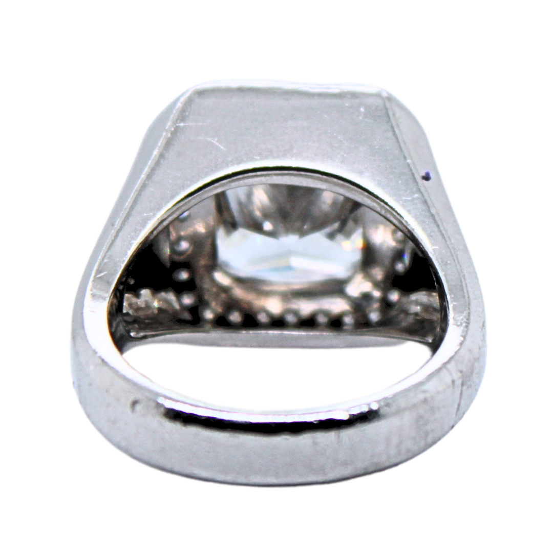 Platinum Diamond Radiant Cut Signet Ring 7.03 Carats W/GIA