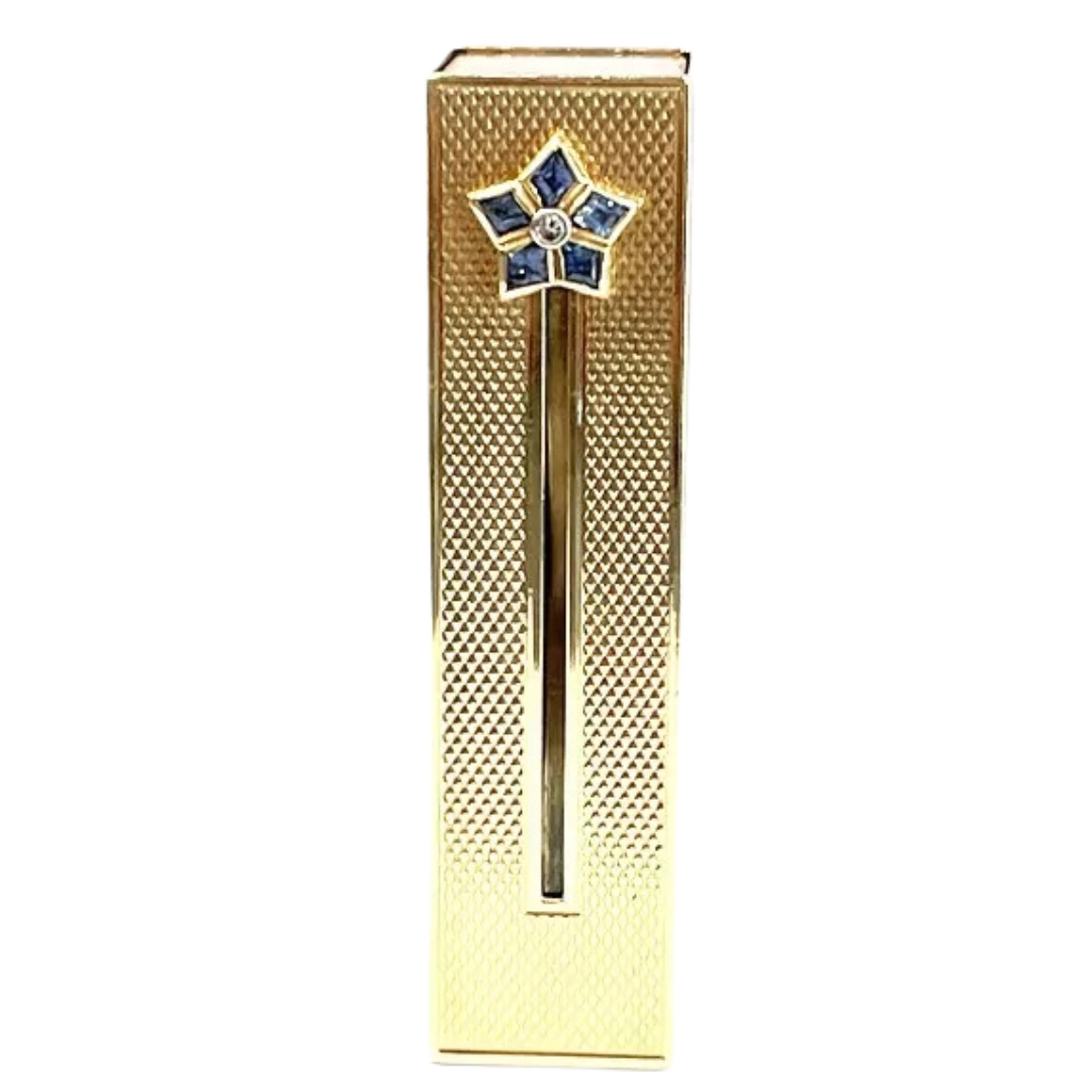 Van Cleef & Arpels 14K Yellow Gold Diamond & Sapphire Original Lipstick Case