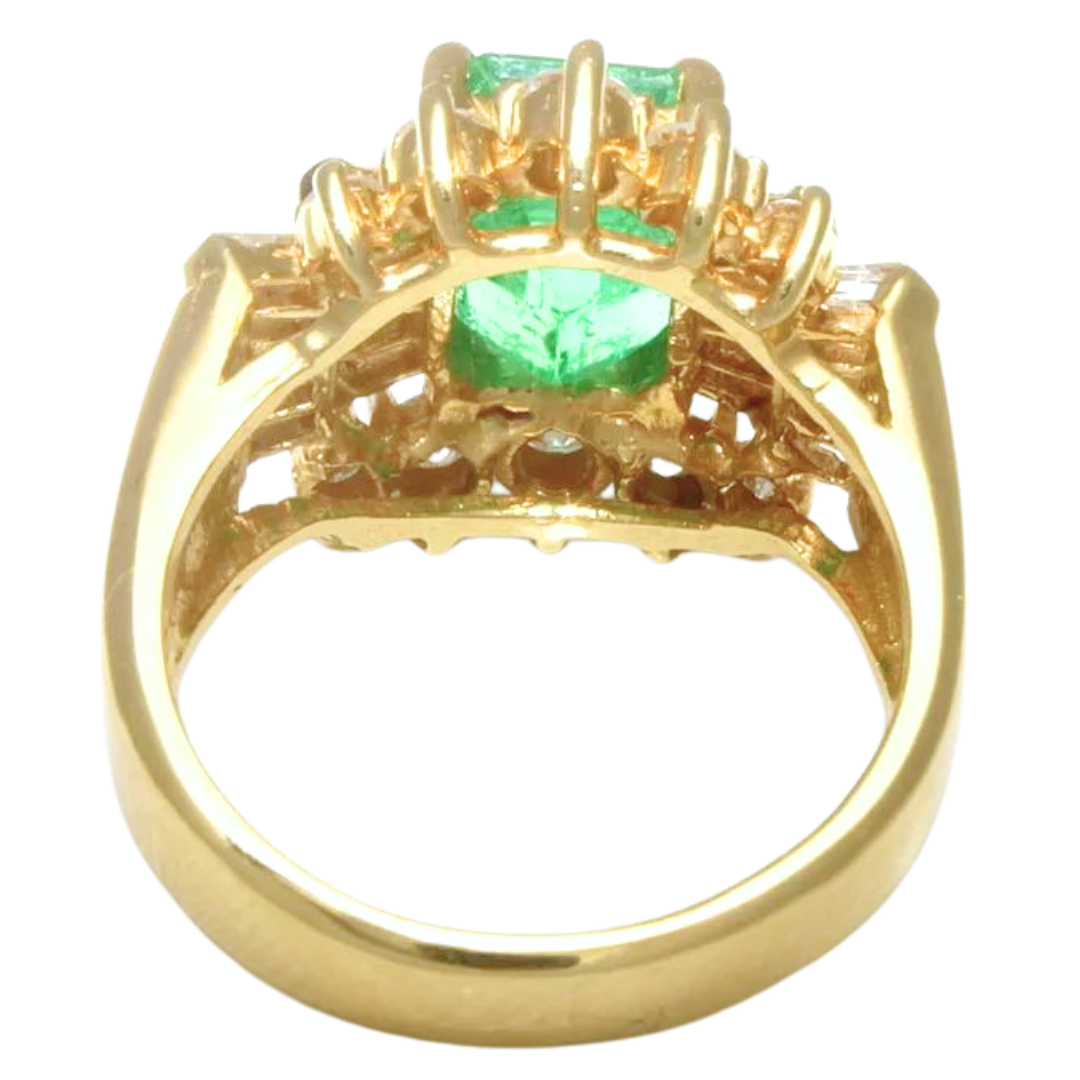 Estate 4.94 ctw. Diamonds Green Emerald Ring in 14k Yellow Gold 8.5 g Size 6.25